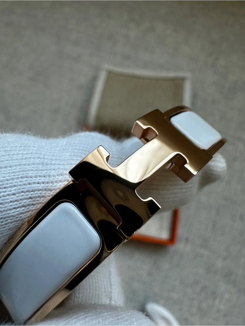 Hermes Clic H bracelet Blanc Rosegold PM